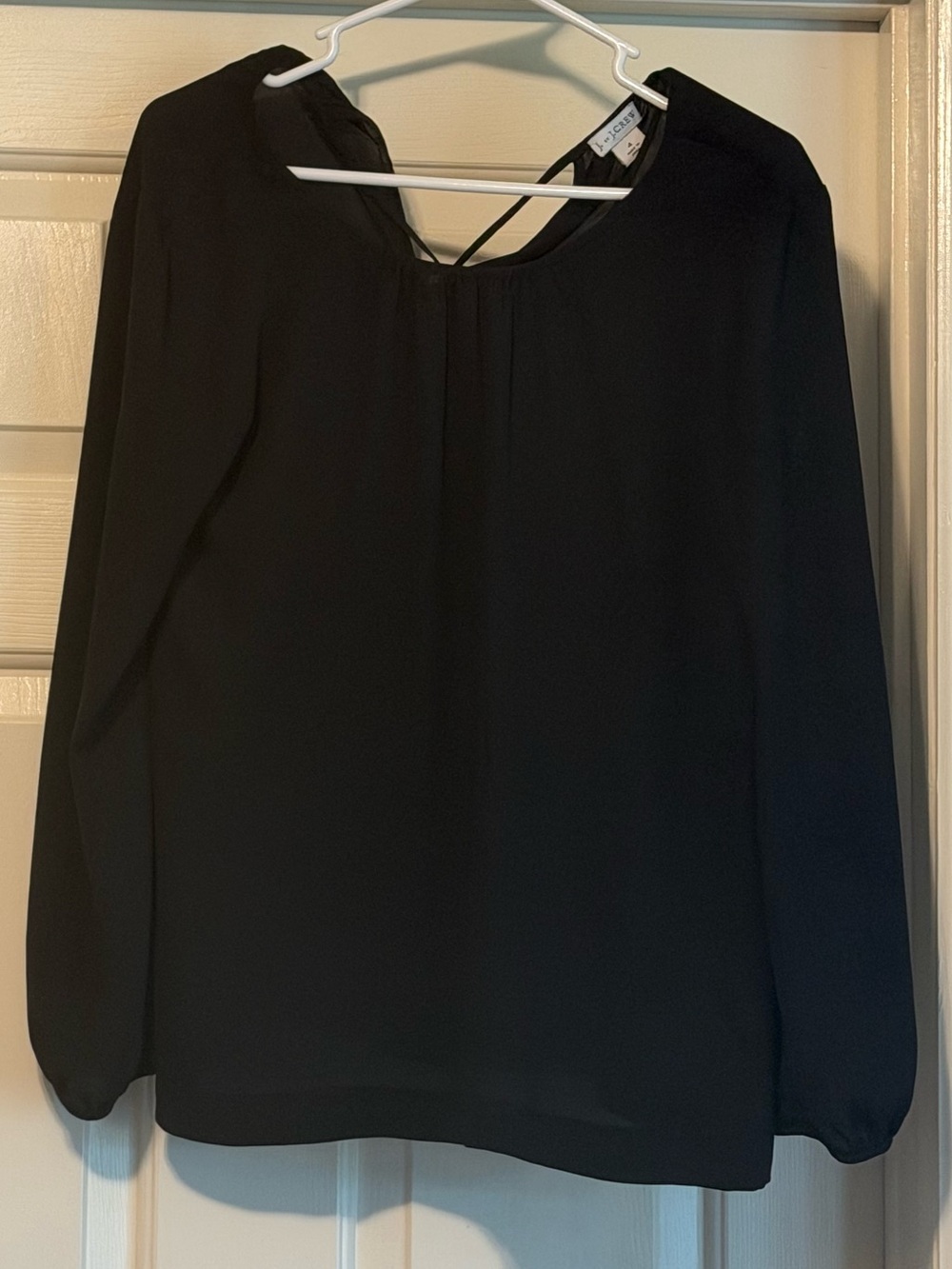J. Crew Black Long-Sleeve V-Back Blouse